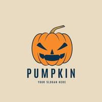 halloween pumpa frukt årgång logotyp vektor illustration design
