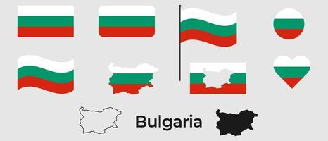 flagga av bulgarien. silhuett av bulgarien. nationell symbol. vektor