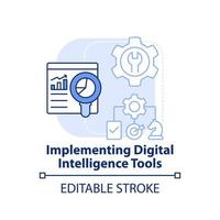 Implementierung digitaler Intelligenz-Tools hellblaues Konzeptsymbol. digitale erste abstrakte Idee dünne Linie Abbildung. isolierte Umrisszeichnung. editierbarer Strich. vektor