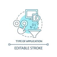 Art der Anwendung türkisfarbenes Konzeptsymbol. programmiersprache wahl standard abstrakte idee dünne linie illustration. isolierte Umrisszeichnung. editierbarer Strich. vektor