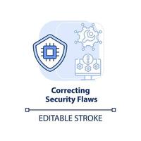 Korrigieren von Sicherheitslücken hellblaues Konzeptsymbol. Cybersecurity Risk Management abstrakte Idee dünne Linie Illustration. isolierte Umrisszeichnung. editierbarer Strich. vektor