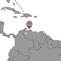 Pin-Karte mit Aruba-Flagge auf der Weltkarte. Vektor-Illustration. vektor