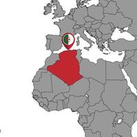 Pin-Karte mit Algerien-Flagge auf der Weltkarte. Vektor-Illustration. vektor