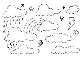 Wetter-Doodle-Vektor-Set-Illustration mit handgezeichneter Linie Kunst-Stil-Vektor vektor