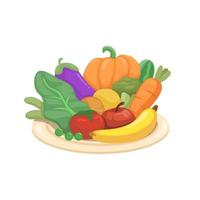 Gemüse und Obst vegetarisches Essen Symbol Cartoon Illustration Vektor
