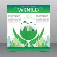 Ökologie Infografik Welt Poster Design Illustration. retten sie das weltnaturkonzept vektordesign. vektor