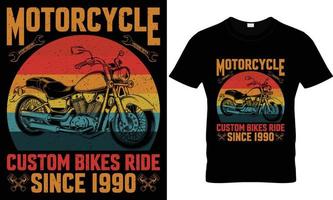 motorcykel beställnings- Cyklar rida eftersom 1990 t skjorta design vektor