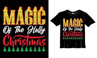 magi av de järnek jul t-shirt design mall för jul firande. Bra för hälsning kort, t-shirts, muggar, och gåvor. för män, kvinnor, och bebis Kläder vektor