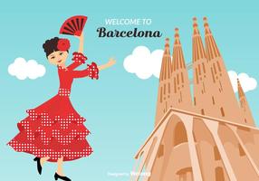 Willkommen in Barcelona Vector Illustration