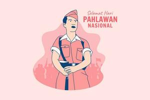 illustrationen indonesische helden für den indonesischen nationalheldentag hari pahlawan designkonzept vektor