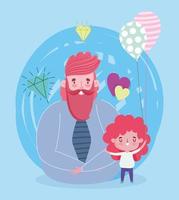 Vater und Tochter mit Luftballons und Diamanten vektor