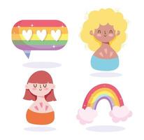 Mädchen Cartoons mit lgbti Regenbogen vektor