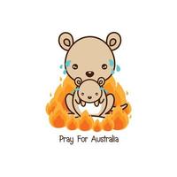 bete für australien känguru und ihr baby weinendes design vektor