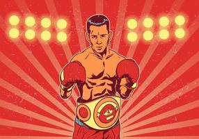 Boxer mit Championship-Gürtel vor Kampf-Lichter vektor