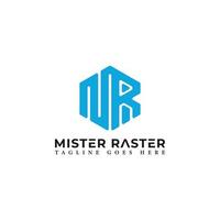 abstrakter anfangsbuchstabe mr oder rm logo in blauer farbe isoliert in weißem hintergrund angewendet für grafikdesign service logo auch geeignet für die marken oder unternehmen haben den anfangsnamen rm oder mr. vektor