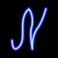 neon blå symbol n på en svart bakgrund vektor