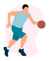 Sportler Basketballspieler im Ballspiel. Basketball vektor