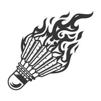 heiße Badminton-Feuer-Logo-Silhouette. Badminton-Club-Grafikdesign-Logos oder -Symbole. Vektor-Illustration. vektor