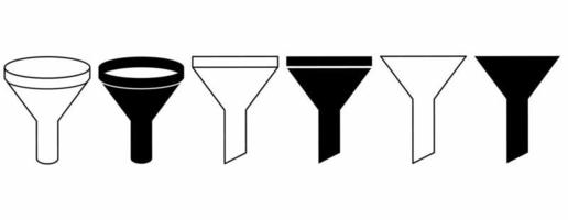 filtersymbolsatz isoliert auf weißem hintergrund. trichtersymbolsatz mit unterschiedlicher stilvektorillustration vektor