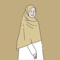 ung muslim kvinna manhwa karaktär vektor