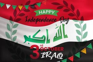 Lycklig oberoende dag av irak med vinka flagga bakgrund. vektor illustration