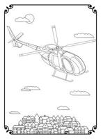 flygplan och stad färg sida för vuxen vektor