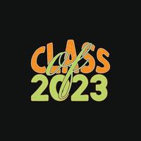 klass av 2023 vektor t-shirt mall. gradering t-shirt design, vektor grafik, kan vara Begagnade för skriva ut muggar, klistermärke mönster, hälsning kort, affischer, påsar, och t-shirts.