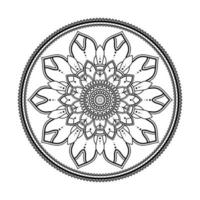 Mandala, Mandala-Muster-Schablonen-Doodles, runde Ornamentmuster für Henna, Mehndi, Tätowierung, Malbuchseite vektor