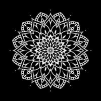 Weißes Mandala auf schwarzer Musterschablone kritzelt Skizze, runde Ornamentmuster für Henna, Mehndi, Tätowierung vektor