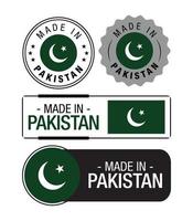 satz von in pakistan hergestellten etiketten, logo, pakistan-flagge, pakistan-produktemblem vektor