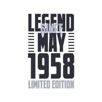 legende seit mai 1958 geburtstagsfeier zitat typografie t-shirt design vektor