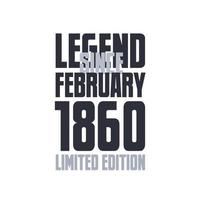 legende seit februar 1860 geburtstagsfeier zitat typografie t-shirt design vektor