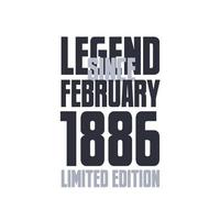 legende seit februar 1886 geburtstagsfeier zitat typografie t-shirt design vektor