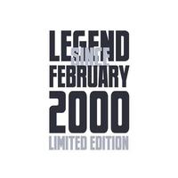 legende seit februar 2000 geburtstagsfeier zitat typografie t-shirt design vektor