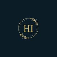 anfängliches Hi-Beauty-Monogramm und elegantes Logo-Design, Handschrift-Logo der Erstunterschrift, Hochzeit, Mode, Blumen und Pflanzen mit kreativer Vorlage. vektor