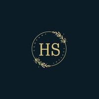 anfängliches hs-schönheitsmonogramm und elegantes logo-design, handschriftliches logo der ersten unterschrift, hochzeit, mode, blumen und botanik mit kreativer vorlage. vektor