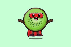 söt kiwi frukt superhjälte karaktär flygande vektor