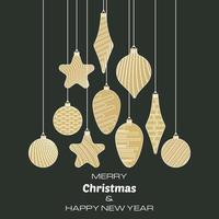 glad jul och Lycklig ny år bakgrund med jul bollar. vektor bakgrund för din hälsning kort, inbjudningar, festlig affischer.