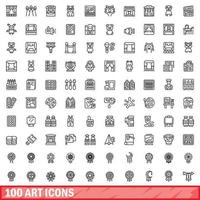 100 Kunstsymbole gesetzt, Umrissstil vektor