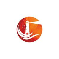 Leuchtturm-Vektor-Logo-Design. Wellen-Leuchtturm-Symbol-Logo-Design-Vektor-Vorlage-Illustration. vektor
