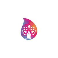 penna träd släppa form begrepp logotyp design mall. penna träd blad kreativ företag logotyp design vektor