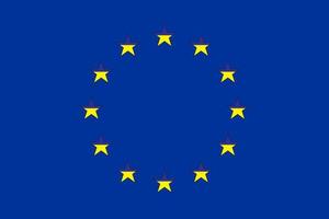 Flagge der Ukraine auf dem Hintergrund der Flagge der Europäischen Union. Ukraine und EU-Konzept. Vektor-Illustration. vektor