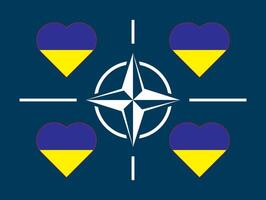 Flagge der Ukraine in Form eines Herzens auf dem Hintergrund der Flagge der NATO. ukraine und das konzept der nato. Vektor-Illustration. vektor