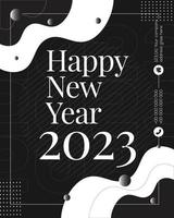 gott nytt år 2023, festligt mönster på färgbakgrund för inbjudningskort, god jul, gott nytt år 2023, gratulationskort vektor
