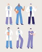 läkare och sjuksköterskor karaktärer vektor