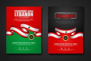set poster design libanon unabhängigkeitstag hintergrundvorlage vektor
