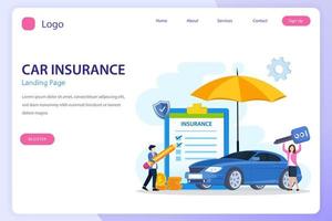 PrintCar-Versicherungsformular mit Regenschirm. versicherungsagent, schutz, schaden oder kollisionsvektor vektor