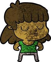 Retro-Grunge-Textur Cartoon gleichgültiges Mädchen vektor