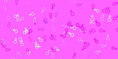 hellviolettes, rosa Vektormuster mit Feminismuselementen. vektor