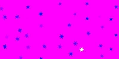 hellpurpurner, rosa Vektorhintergrund mit covid-19 Symbolen. vektor